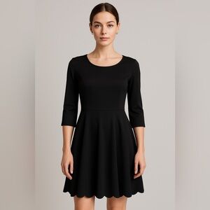 👗 Women's 3/4 Sleeve Boat Neck Dress - Black 🖤